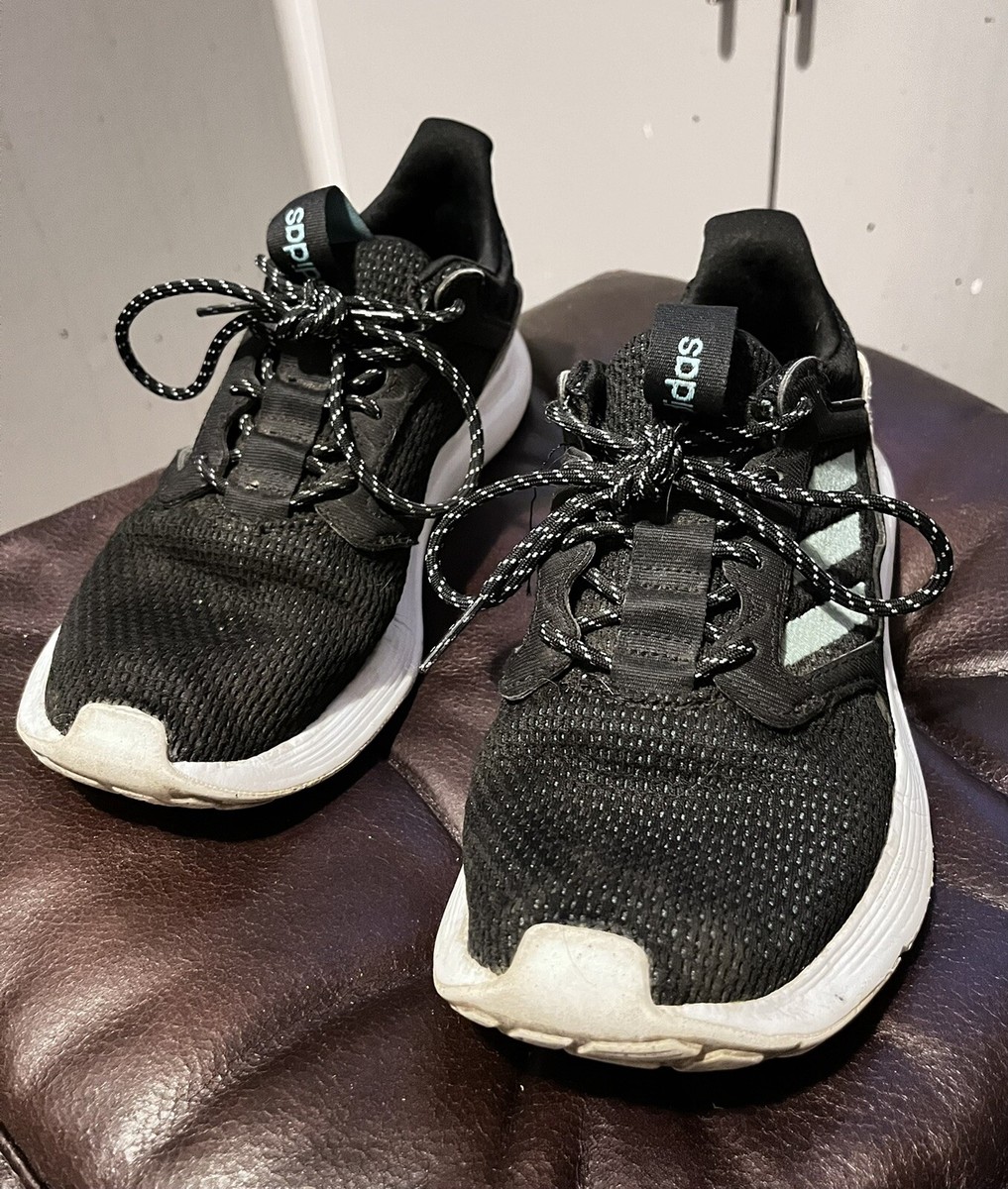 Adidas Black w/teal blue stripes size 7.5 | eBay