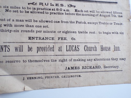 1899 SAINT DOMINICK CORNWALL Campanology CHURCH BELLS RINGING MATCH Poster St. - Picture 6 of 7