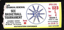 1988 SEC Basketball Tournament Ticket Rex Chapman MVP Kentucky Champs 89395