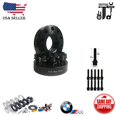 #ad 2PC HUB CENTRIC SPACERS 5x120 30MM BORE 72.56MM 12X1.5 BOLTS FITS: BMW $78.93