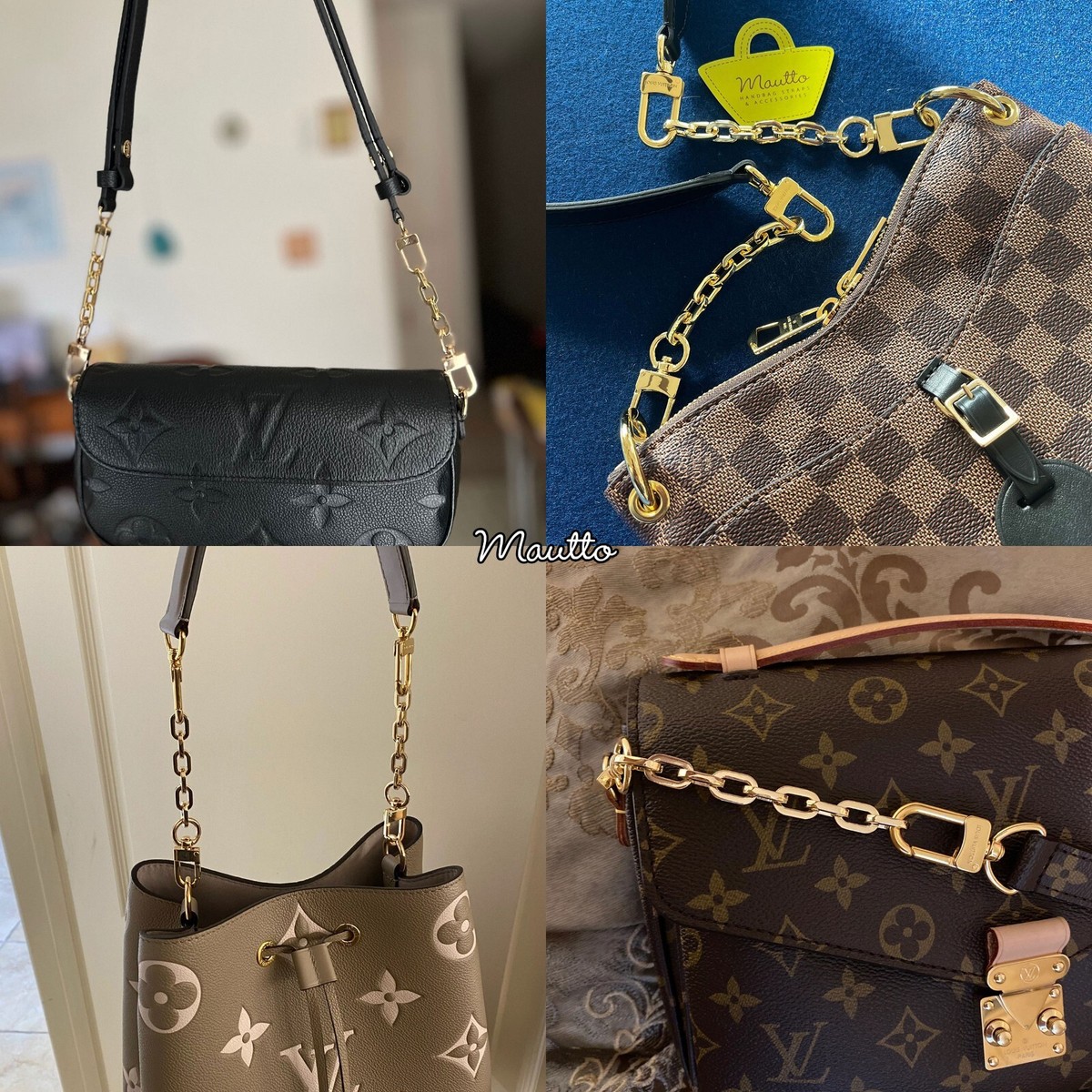 Purse Strap Extenders for LV Pochette Speedy Noe etc Luxury Gold