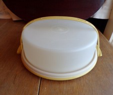 Vtg Tupperware Harvest Yellow Gold Cake/Cupcake/Pie Keeper Carrier 719 720