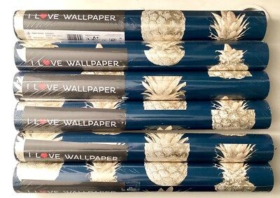 I Love Tapete ILW2602 Navy Gold Pineapple Batch 198079 6 ungeöffnete Rollen NEU