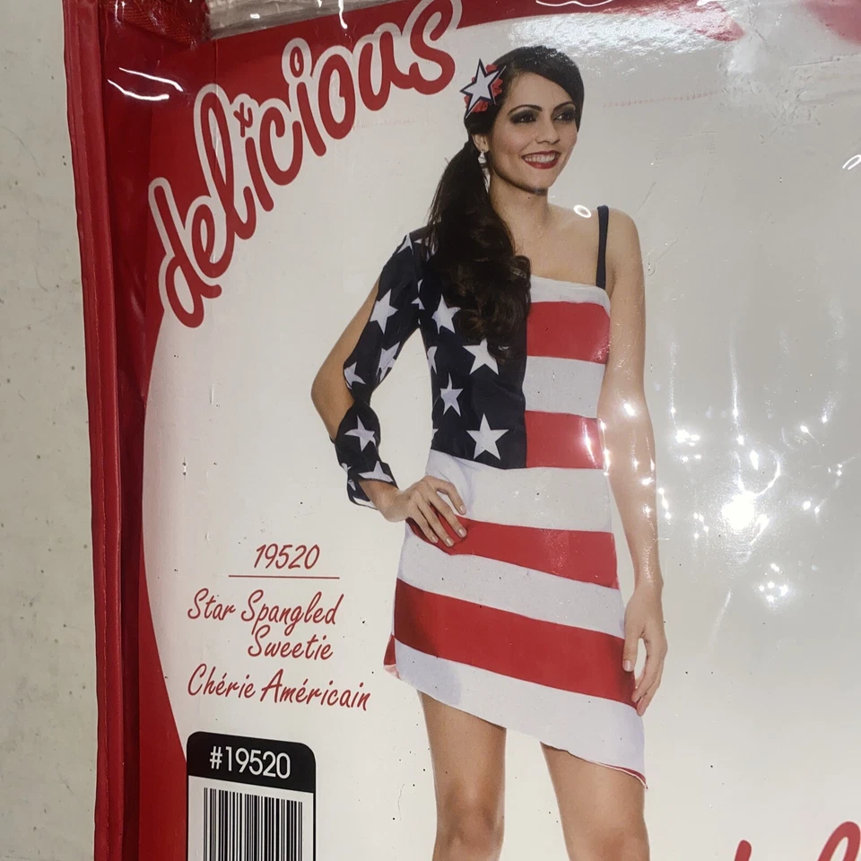 Disfraz de Sweetie Star Spangled 4 de Julio Vestido Elegante Pequeño 2-6 Rayas Bandera EE. UU. Foto 4 de 4