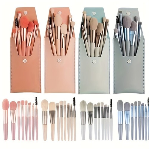 Kit de 8 brochas en polvo de maquillaje rosa para pestañas, regalo profesional para niñas - Imagen 3 de 4