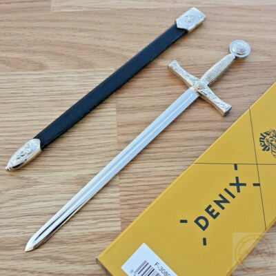Denix Excalibur Sword Letter Opener 8'' One Piece Metal Construction Blade 3080F