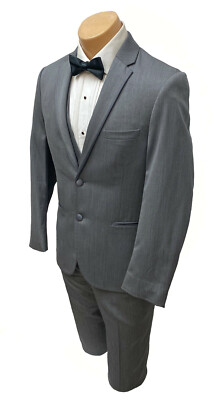 Boys Grey Michael Kors Tuxedo with Flat Front Pants Wedding Ring Bearer 