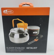 GSI Outdoors Glacier Stainless Ketalist set W/ Cup + Spork Backpack Camp Kettle