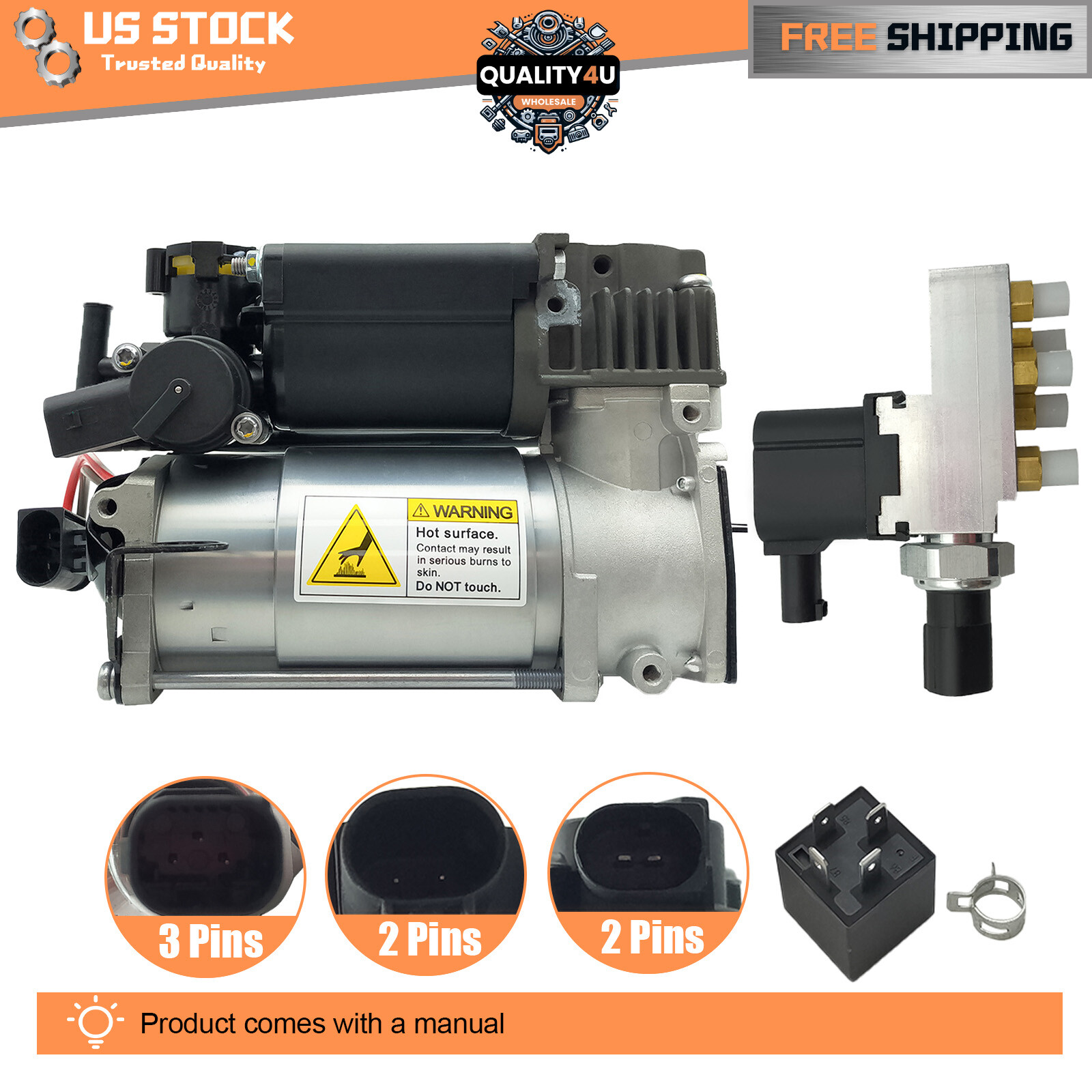 Air Ride Suspension Compressor Pump 2193200004+ Valve Block for Mercedes E-Class