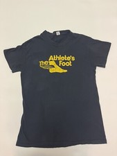 Rare Vintage 80  s  The Athletes Foot  Black/Yellow Tee Hanes Tag Sz LRG EUC 
