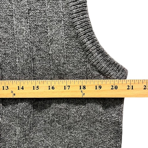 Trader Bay Knit Sweater Vest Mens Large Gray Silk Wool Blend Grandpacore Casual - Picture 8 of 9