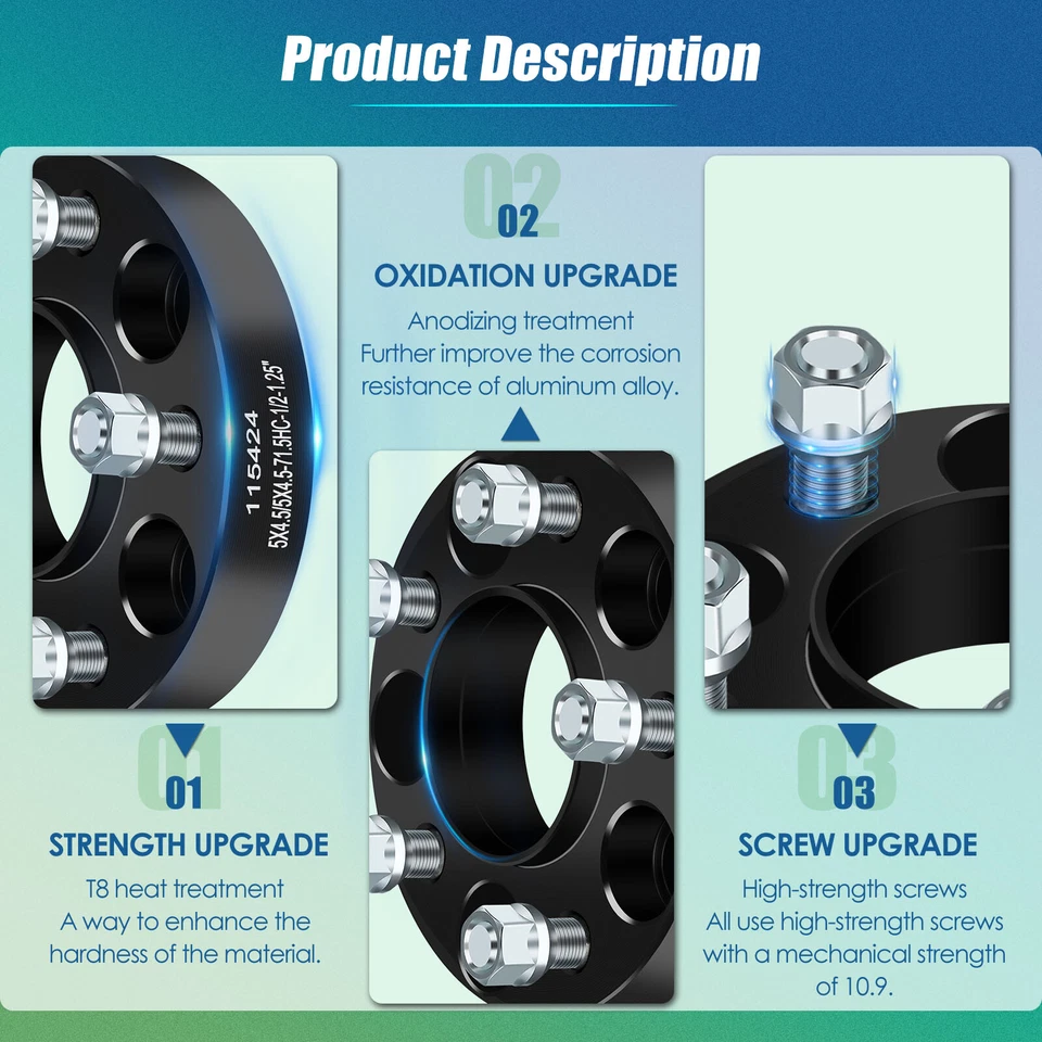 4PC 1.25" Hubcentric 5x4.5 5x114.3 Wheel Spacers for Jeep Wrangler Jeep Liberty - Image 3 of 4