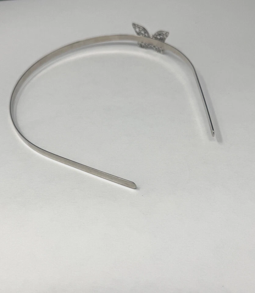 Coach Vintage Signature C Perforated Pierce Logo Silver Butterfly Headband Tiara - Image 3 of 3