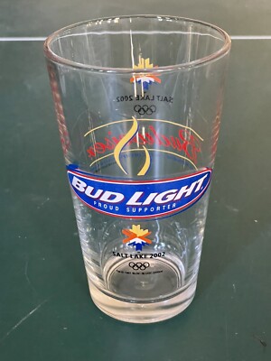 Beer Pint Glass - Bud Light Salt Lake 2002 Olympics - Vintage Barware Budweiser