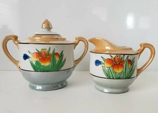 Vintage Creamer Sugar Bowl Made In Japan Luster Ware Peach  Cream
