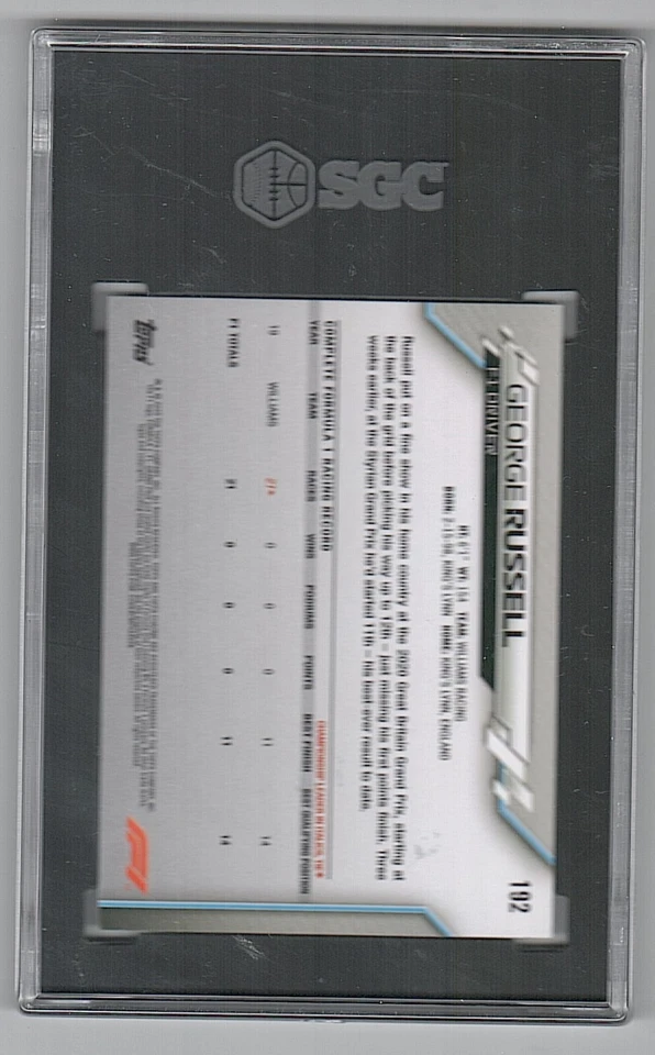 2020 Topps Chrome Formula 1 #192 George Russell Rookie MINT+ SGC 9.5 - Image 2 of 2