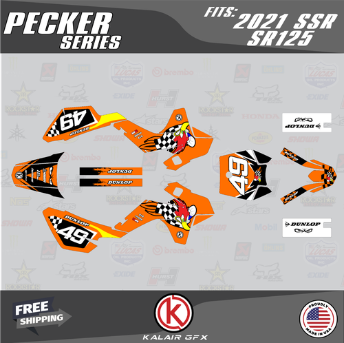 Graphics Kit for SSR SR70C SR110 SR125 70 100 125 2021 Pecker Series - Orange - Picture 3 of 8