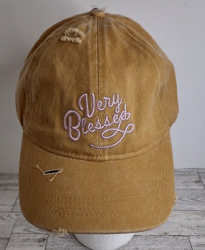Sonoma Goods For Life Mütze Very Blessed Distressed hellbraun Neuheit Baseballkappe neu mit Etikett - Bild 2 von 9