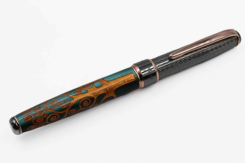 Klimt Three Of Life Pen 925 Solid Silver Cap German Bock Nib M Point Blue Ink - Picture 2 of 10