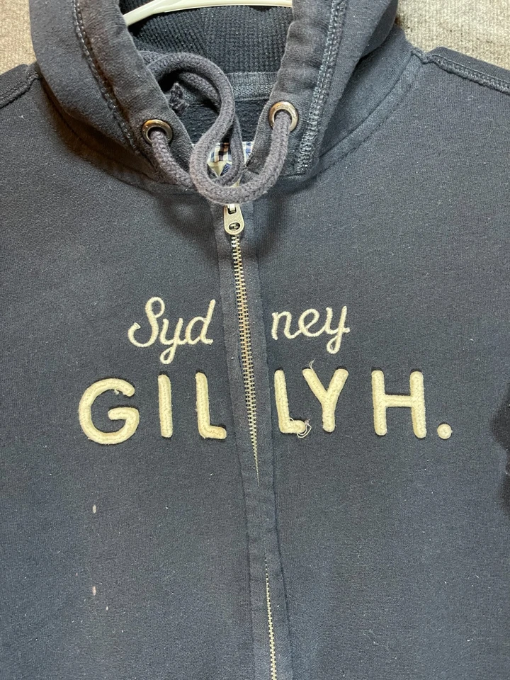 Suéter para mujer Gilli Hicks azul medio cremallera completa sudadera con capucha deletrear logotipo damas. Foto 2 de 4