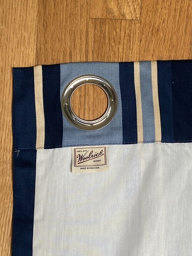 Pair Woolrich Home Blue Striped Curtains Panels Grommet Top Lined 42 x 82.5 NEW - Picture 8 of 11