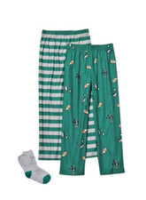 THEREABOUTS Boys M 10/7 Pajama 2 Pants Sock Set Astronaut Spaceship Stripe NWT