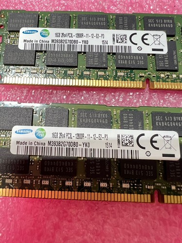 lot of 2 Samsung 16GB 2Rx4 PC3-12800r DDR3 ECC REG RDIMM Memory RAM - Picture 2 of 4