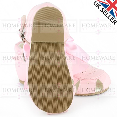 BABY GIRLS SPANISH BOW SANDALS PATENT SANDALS SPIDER HARD SOLE PINK