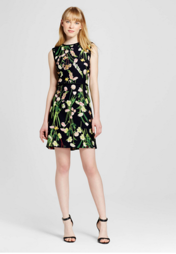 Satin Floral Sheath Dress Flowers 