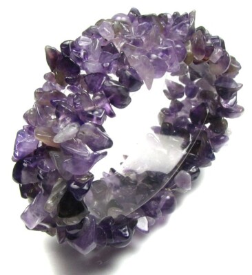 Amethyst Multi Strang Stretch Manschette Armreif Edelstein Armband in Geschenktüte