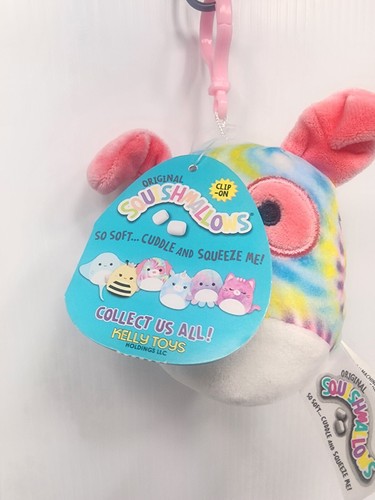 Squishmallows Shena the Tie Dye Dog Clip On 3.5" NWT - 第 3/4 張圖片