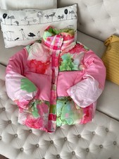 Becci Pink Printed Puffer Jacket In Xs