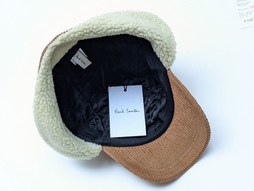 Paul Smith Men's Brown Corduroy Shearling Cap Trapper Hat Size: M or L RRP: £100 - Picture 14 of 17