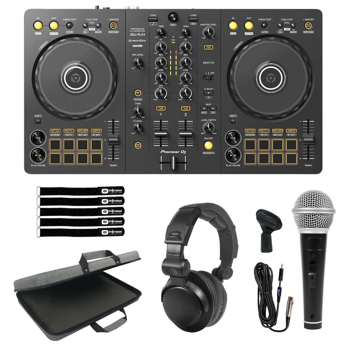Pioneer DDJ-FLX4 2-Channel Serato Rekordbox DJ Controller w Mic