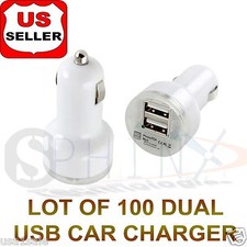 LOT 100 Dual USB 2Port Car Charger white for iPhone 4 5 6 Samsung S8 S3 S6 S5 S7