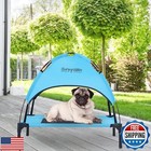 SweetBin S/M/L Outdoor Elevated Dog Cot with Canopy and Side Shade for Campin