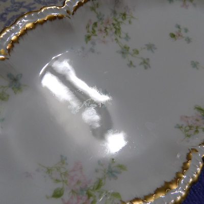  LIMOGES パレ・ロワイヤル 大皿 29cm 花柄 金彩 箱付き Limoges Platter Celery or Bread Tray GDA France CH Field Haviland