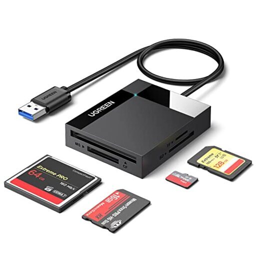 SD Card Reader USB 3.0 Card Hub 5Gbps Read 4 Cards Simultaneously CF, Adapter