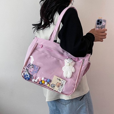 Kawaii High School Girls JK Bag Big Nylon Bag PVC transparente Umhängetasch^>d