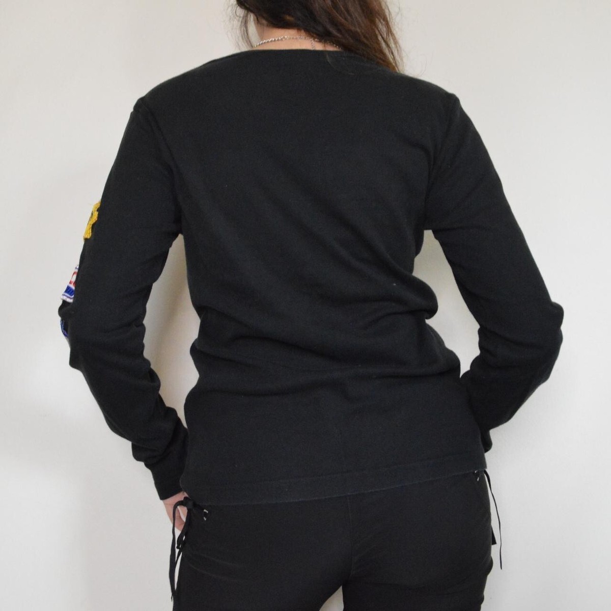2000s 00s Y2K Vintage Guru black long sleeve t-shirt patches