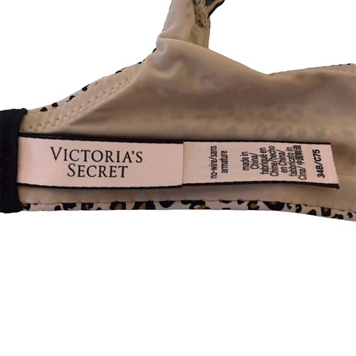 Victoria’s Secret Women’s Size 34 B Animal Print Black Panel Padded Wireless Bra - Picture 3 of 3