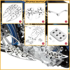 Chromed Gauge Front rear floorboards pedal cover For Harley Touring Softail slim