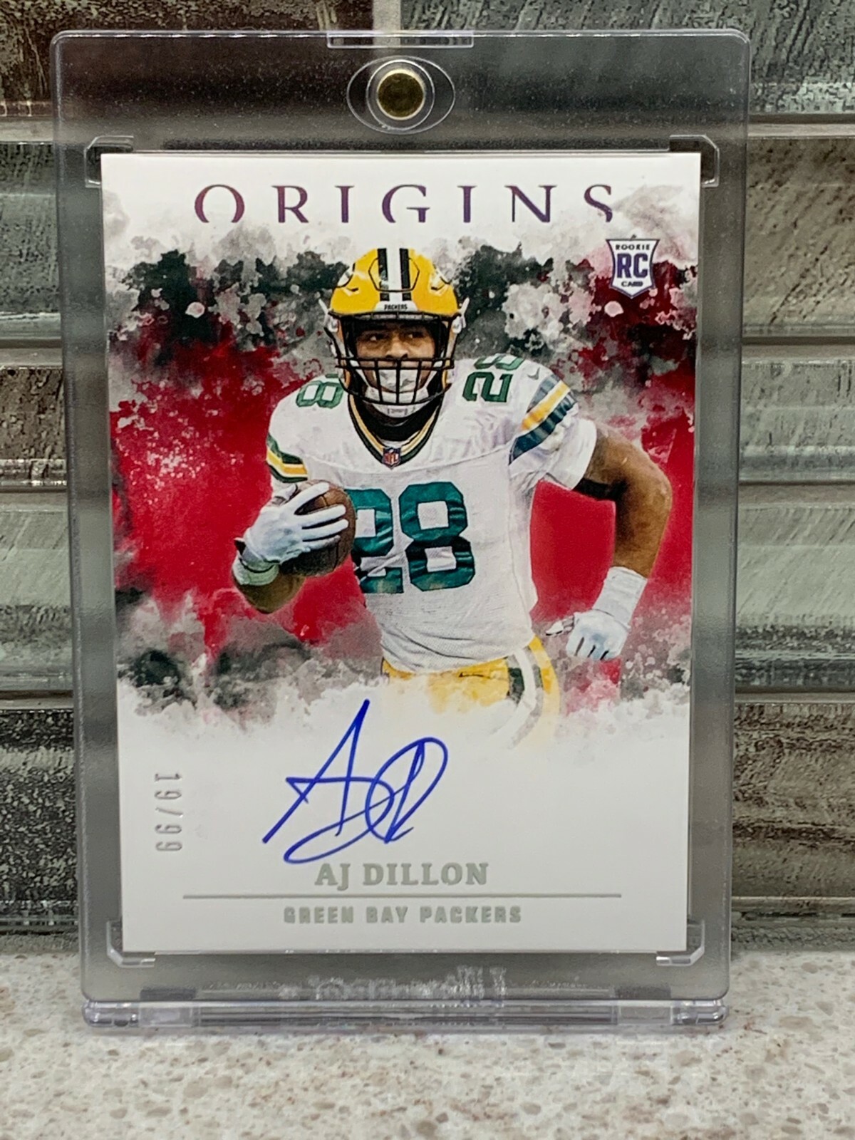 AJ DILLON 2020 Panini Origins ROOKIE Red *On Card* Autograph 19/99 RA-AJ RC