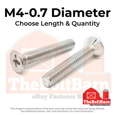 M4-0.7 Stainless Phillips Flat Head Machine Screws (Choose Length & Qty)