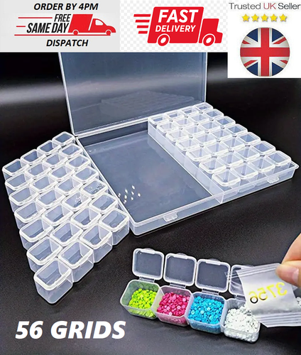 Contenitore gioielli 56 griglie scatola portaoggetti perline diamantate custodia organizer rimovibile - Foto 2 di 29