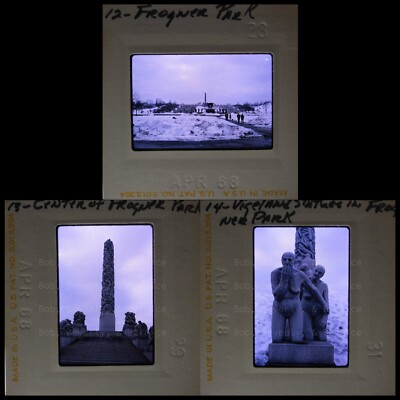 LOT OF 3 Vintage 35mm Slides   Frogner Park Oslo Norway Statue Sculpture   1968