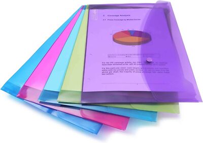 Rapesco 0688 Popper Wallets - A4 Foolscap - Transparent Colours