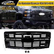 Fit For 2014 2015 Chevrolet Silverado 1500 Front Upper Bumper Grille Gloss Black