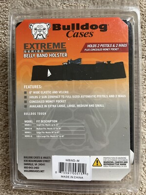NEW Bulldog Cases Extreme Series 2 Gun & 2 Mag Belly Band Holster MEDIUM 32-38