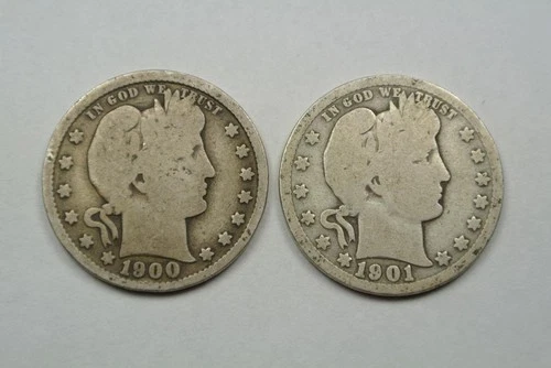 1900 Good Condition & 1901 AG/Good Condition Barber Quarters - C3769